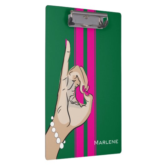 Cute roze en Green illustratie Klembord (Rechts)