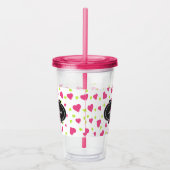 Cute roze en Green Tumbling Hearts Pattern Acryl Drinkbeker (Rechts)