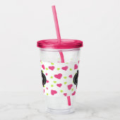 Cute roze en Green Tumbling Hearts Pattern Acryl Drinkbeker (Links)