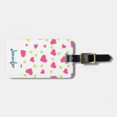 Cute roze en Green Tumbling Hearts Pattern Bagagelabel (Voorkant horizontaal)
