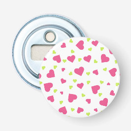 Cute roze en Green Tumbling Hearts Pattern Button Flesopener