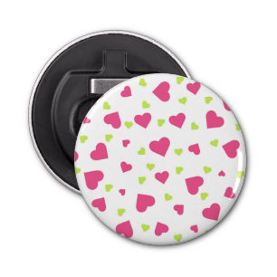 Cute roze en Green Tumbling Hearts Pattern Button Flesopener