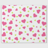 Cute roze en Green Tumbling Hearts Pattern Cadeaupapier (Vlak)