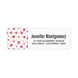 Cute roze en Green Tumbling Hearts Pattern Etiket