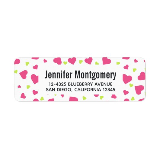 Cute roze en Green Tumbling Hearts Pattern Etiket (Voorkant)