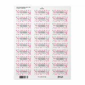 Cute roze en Green Tumbling Hearts Pattern Etiket (Full Sheet)