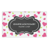 Cute roze en Green Tumbling Hearts Pattern Naambadge (Voorkant)