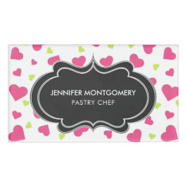 Cute roze en Green Tumbling Hearts Pattern Naambadge