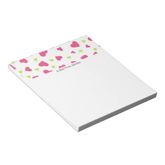 Cute roze en Green Tumbling Hearts Pattern Notitieblok (Schuin)
