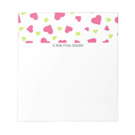Cute roze en Green Tumbling Hearts Pattern Notitieblok