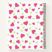 Cute roze en Green Tumbling Hearts Pattern Notitieboek (Achterkant)
