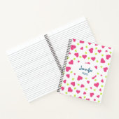 Cute roze en Green Tumbling Hearts Pattern Notitieboek (Binnen)