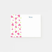 Cute roze en Green Tumbling Hearts Pattern Post-it® Notes (Voorkant)