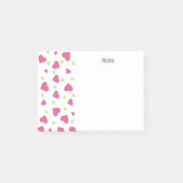 Cute roze en Green Tumbling Hearts Pattern Post-it® Notes