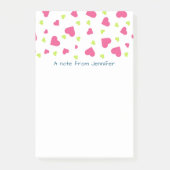 Cute roze en Green Tumbling Hearts Pattern Post-it® Notes (Voorkant)