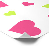 Cute roze en Green Tumbling Hearts Pattern Poster (Hoek)