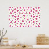 Cute roze en Green Tumbling Hearts Pattern Poster (Keuken)