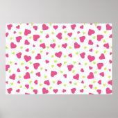 Cute roze en Green Tumbling Hearts Pattern Poster (Voorkant)