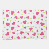Cute roze en Green Tumbling Hearts Pattern Theedoek (Horizontaal)