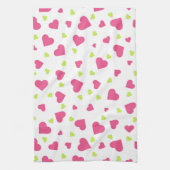 Cute roze en Green Tumbling Hearts Pattern Theedoek (Verticaal)