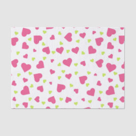 Cute roze en Green Tumbling Hearts Pattern Tissuepapier