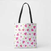 Cute roze en Green Tumbling Hearts Pattern Tote Bag (Voorkant)