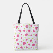 Cute roze en Green Tumbling Hearts Pattern Tote Bag (Achterkant)