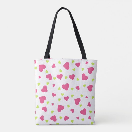 Cute roze en Green Tumbling Hearts Pattern Tote Bag (Achterkant)