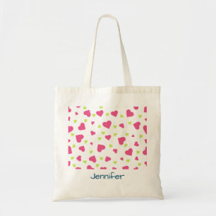 Cute roze en Green Tumbling Hearts Pattern Tote Bag