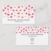 Cute roze en Green Tumbling Hearts Pattern Visitekaartje (Voorkant / Achterkant)