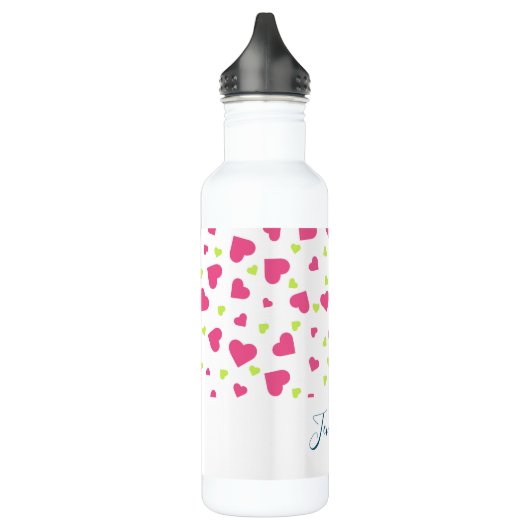 Cute roze en Green Tumbling Hearts Pattern Waterfles (Links)