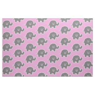 Cute roze en Grey Elephants Pattern Stof