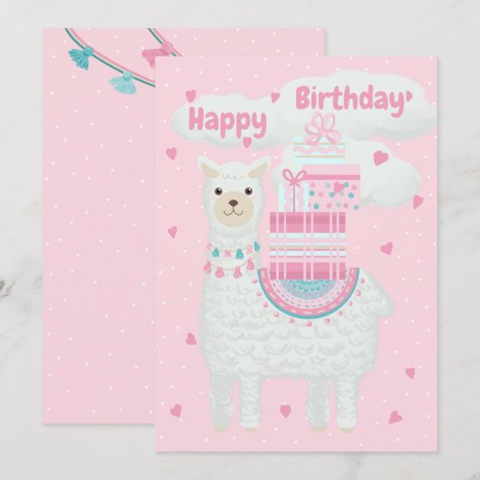 Cute roze en mint lama (Voorkant / Achterkant)