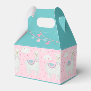 Cute roze en mint lama patroon bedankdoosjes