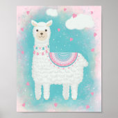 Cute roze en mint lama poster (Voorkant)