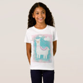 Cute roze en mint lama t-shirt (Voorkant volledig)