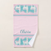 Cute roze en mint lamapatroon bad handdoek (Handdoek)