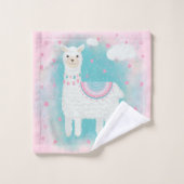 Cute roze en mint lamapatroon bad handdoek (Wasdoekje)