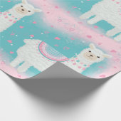 Cute roze en mint lamapatroon cadeaupapier (Hoek)