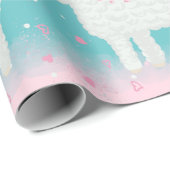 Cute roze en mint lamapatroon cadeaupapier (Rol Hoek)