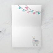 Cute roze en mint lamapatroon kaart (Binnen)