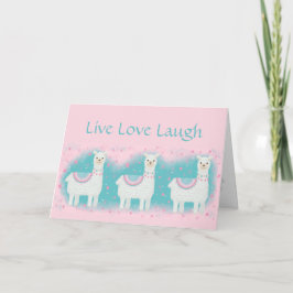 Cute roze en mint lamapatroon kaart