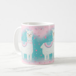 Cute roze en mint lamapatroon koffiemok