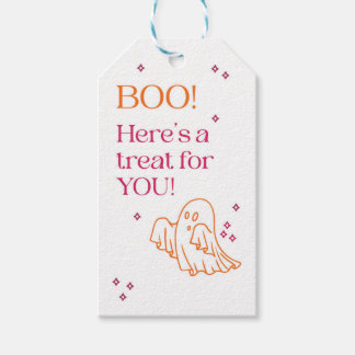 Cute Roze en Oranje Geest Halloween Cadeaubijsluit Cadeaulabel