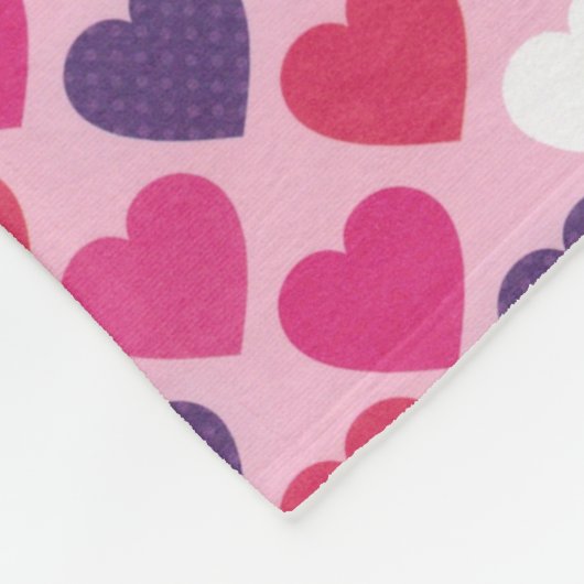 Cute roze en Paarse harten Romantisch patroon Fleece Deken (Hoek)