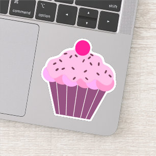 Cute roze en Paarse snijtaart Sticker