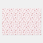 Cute roze en rode doppen met Unicorns Patroon Inpakpapier Vel (Voorkant)