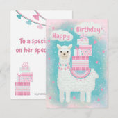 Cute roze en turquoise lama met geschenken (Voorkant / Achterkant)
