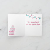 Cute roze en turquoise lama met geschenken notitiekaartje (Binnen)