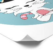 Cute Roze en White Cat in Meditation Poster (Hoek)